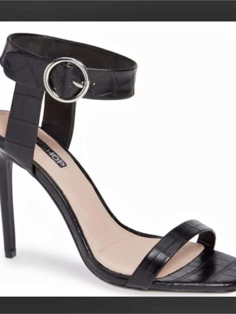 TOPSHOP Black Ankle Strap Heels US 9